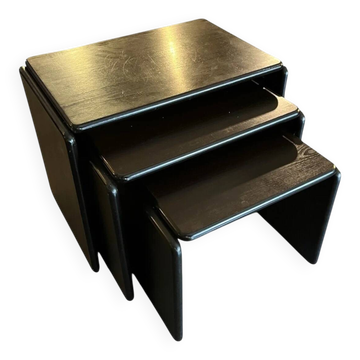 Set of 3 ebonized Italian nesting tables
