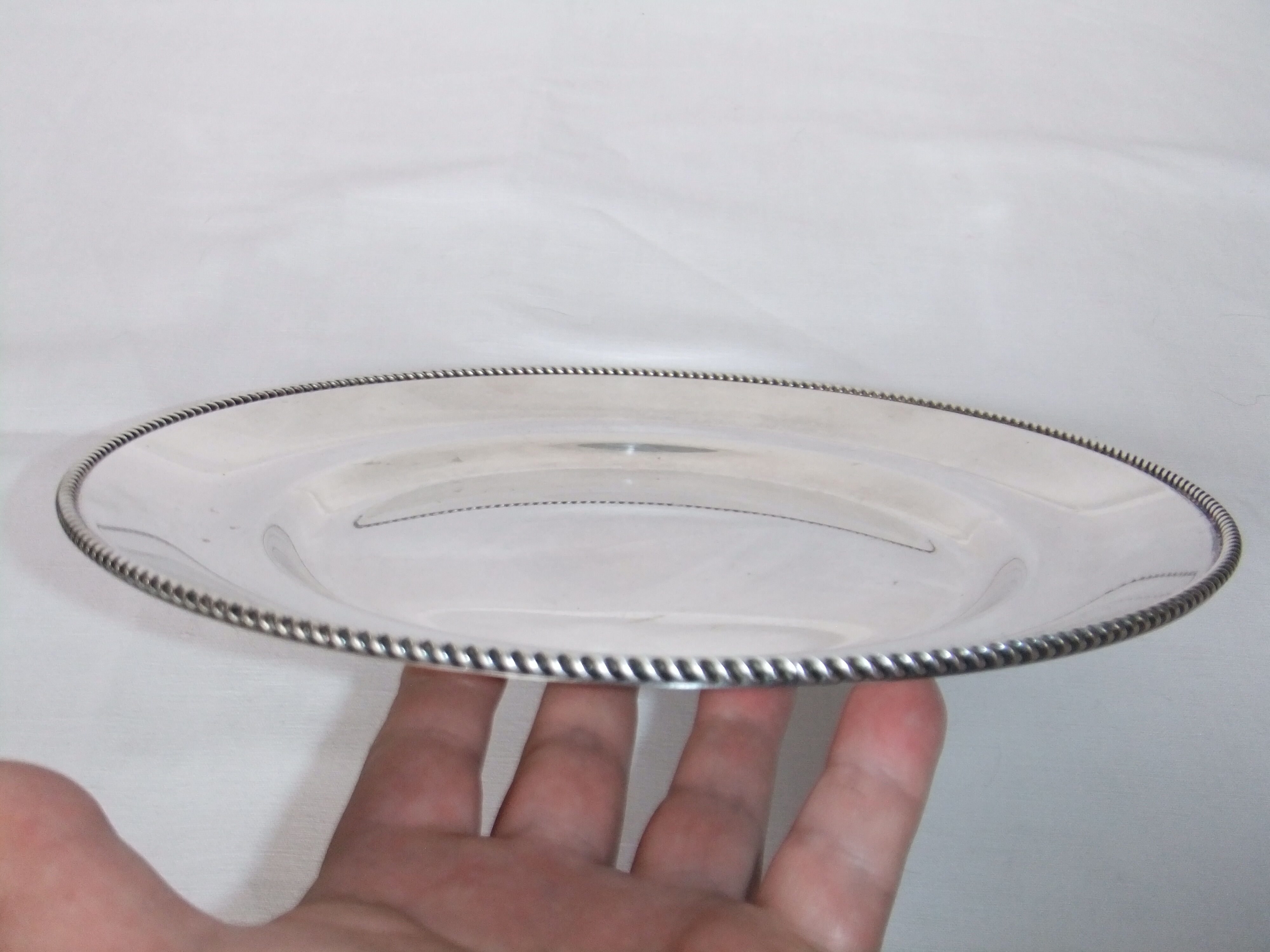 Round table service table tray Silver metal punch WMF