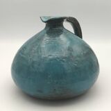 Ball-shaped vase in blue enamelled stoneware by Gérard HOFFMANN