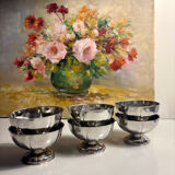 Set of 6 vintage silver-plated metal ice cream cups