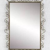 Rectangular mirror from the 1970s with brass outline
