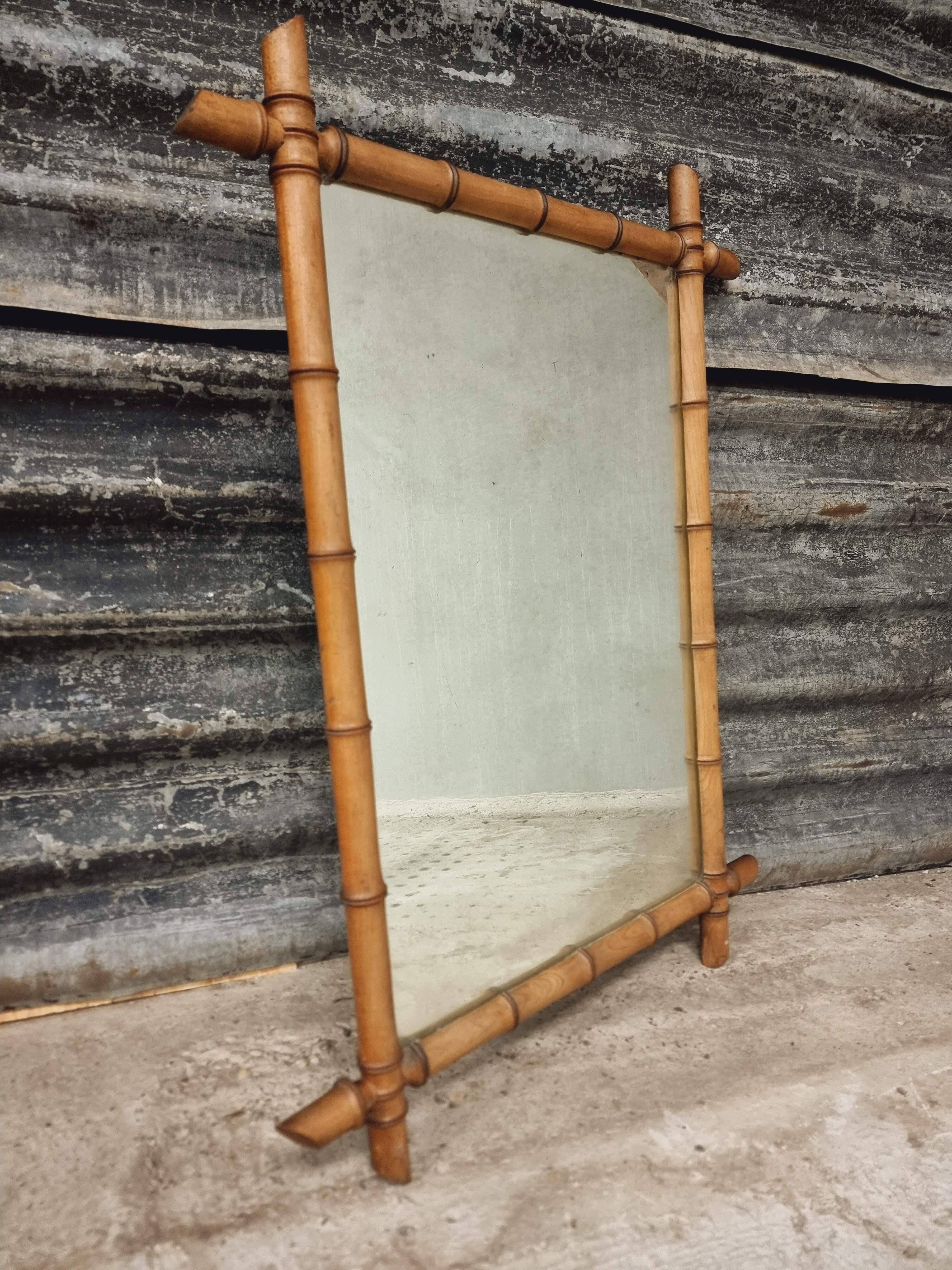 Antique Faux bamboo mirror 73 x 95 cm