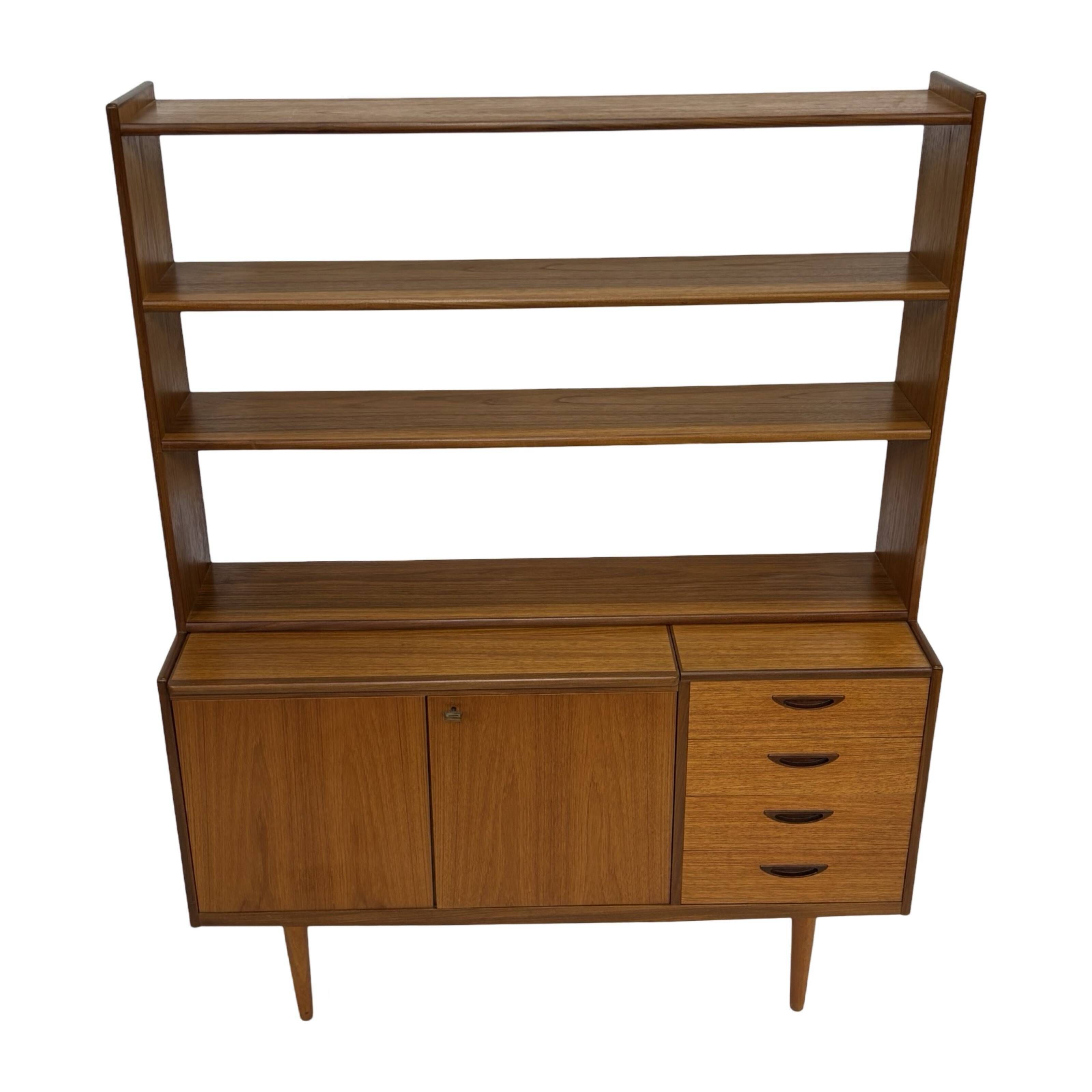 Vintage teak wall cabinet bookcase workplace Danish Design 60's