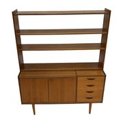 Armoire murale vintage en teck, bibliothèque, bureau, design danois, années 60