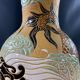 Very large dragon lamp on a yellow background in well-fired Vietnamese stoneware.