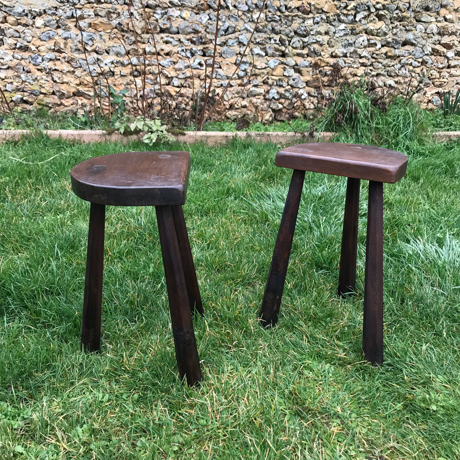Pair of wooden cottage stools