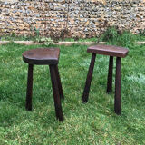 Pair of wooden cottage stools