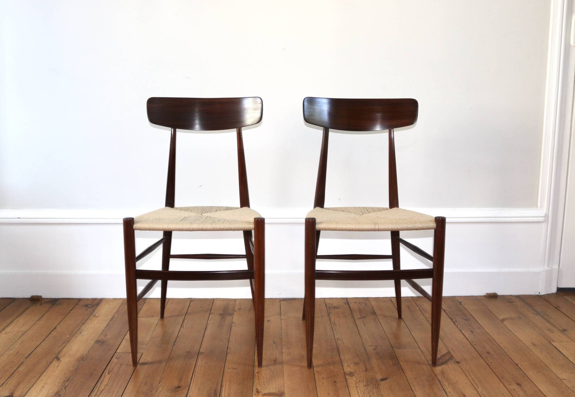 Rare set of 6 vintage Italian rope chairs by Eredi Marelli, 1950