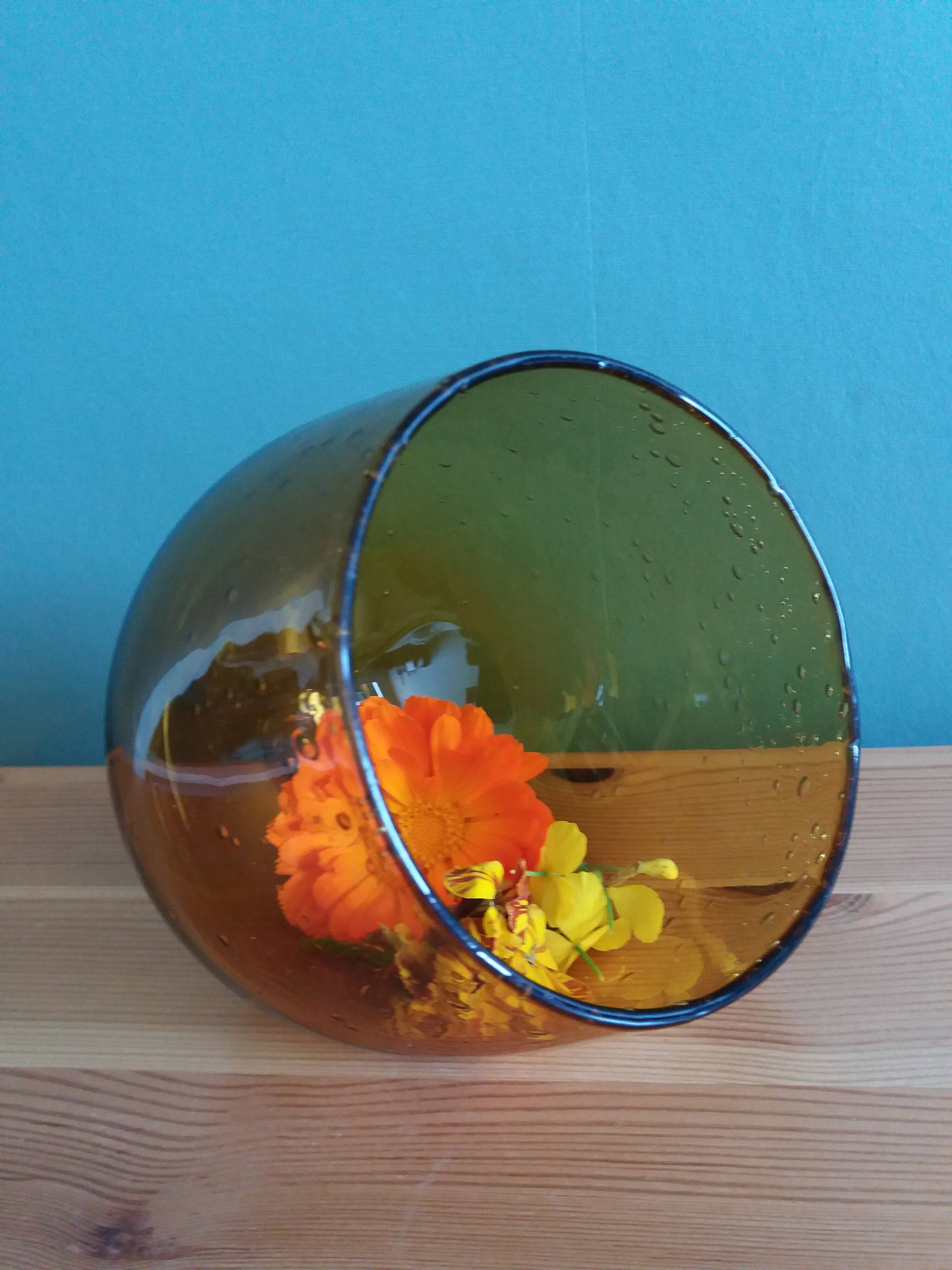 Blown bubble glass vase by Biot