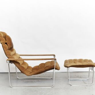Ilmari Lappalainen Lounge Chair & Ottomane "Pulkka" for ASKO
