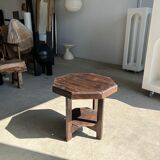Pedestal table or small octagonal side table quadripod base with modernist spacer