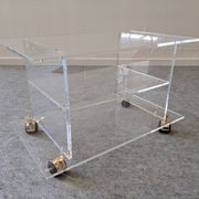 David Lange side table on wheels in plexiglass, France 1970.