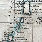 Watercolor map of the Antilles - Engraving from 1785