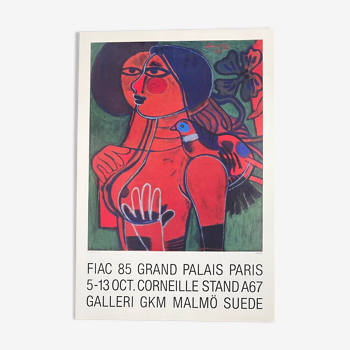 Guillaume Corneille (1922-2010) Grande affiche Conversation avec l'Oiseau 1985