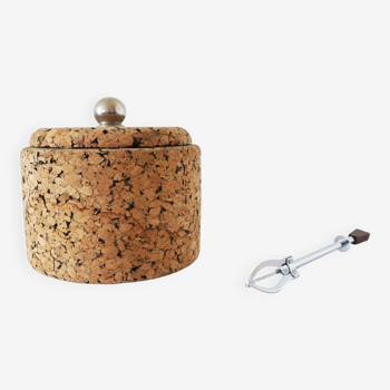 Cork ice bucket and its 1970 ice clip
