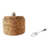 Cork ice bucket and its 1970 ice clip