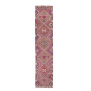 Vintage Turkish hand-knotted tribal runner 82x382