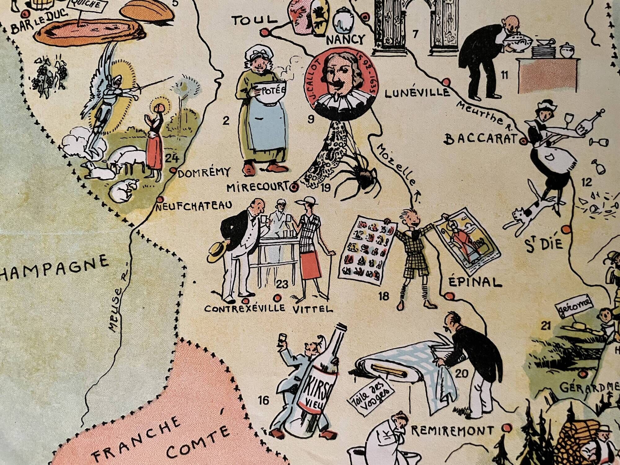 Vintage poster illustrated map of Lorraine 1935 - JP Pinchon