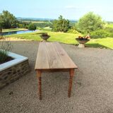 Table de drapier en chêne massif doré 230x73cm deux tiroirs