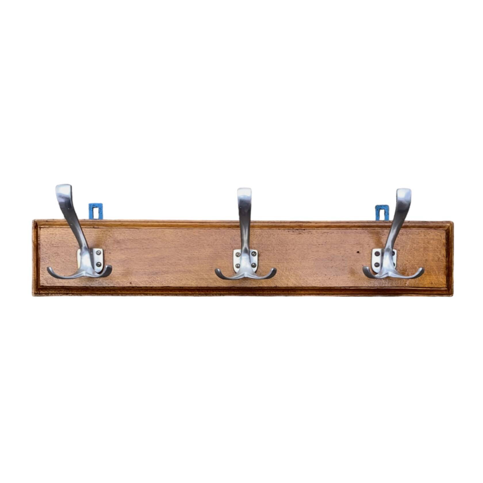 Vintage wooden wall coat rack - 3 hooks