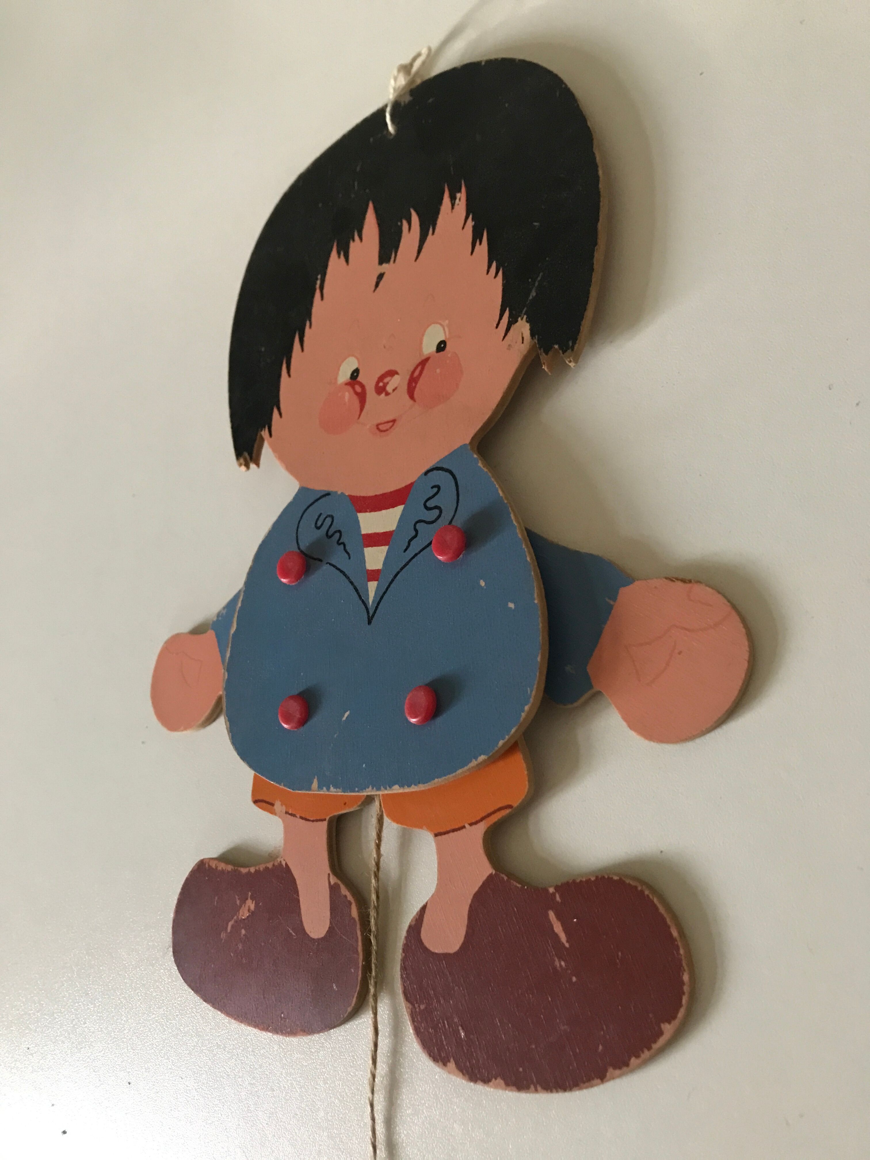 Articulated puppet vintage decoration children's room 60s