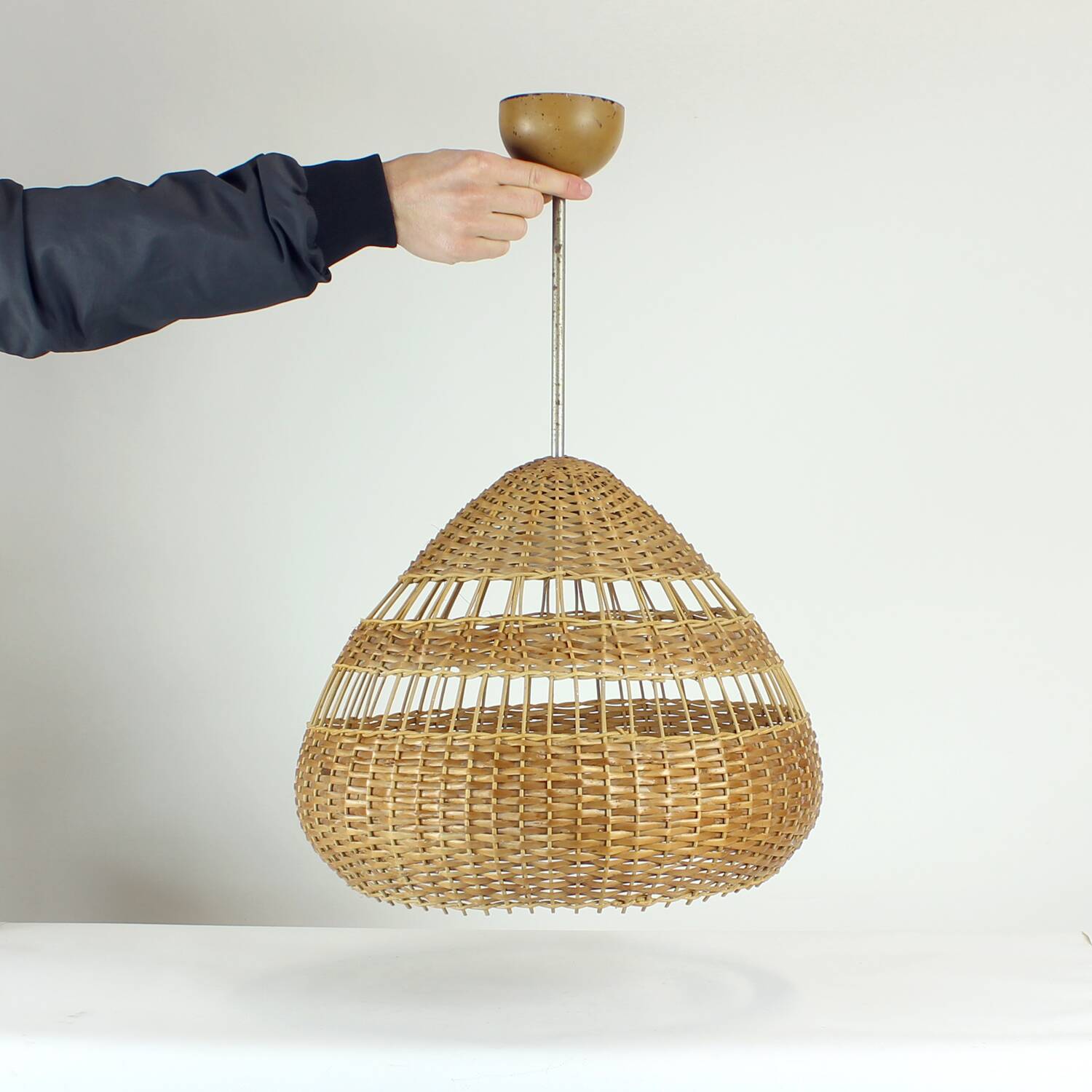 Vintage rattan ceiling light, Czechoslovakia 1960s