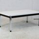 Coffee table chrome steel base, white melaminate top. France, circa 1970.