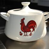 Earthenware soup tureen with rooster design