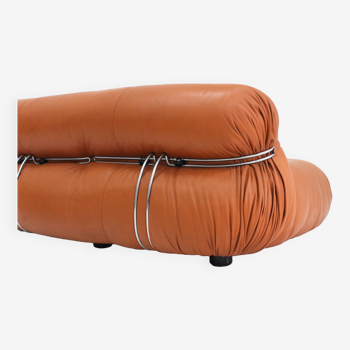 Soriana 4 seater sofa by Afra & Tobia Scarpa for Cassina in cognac leather
