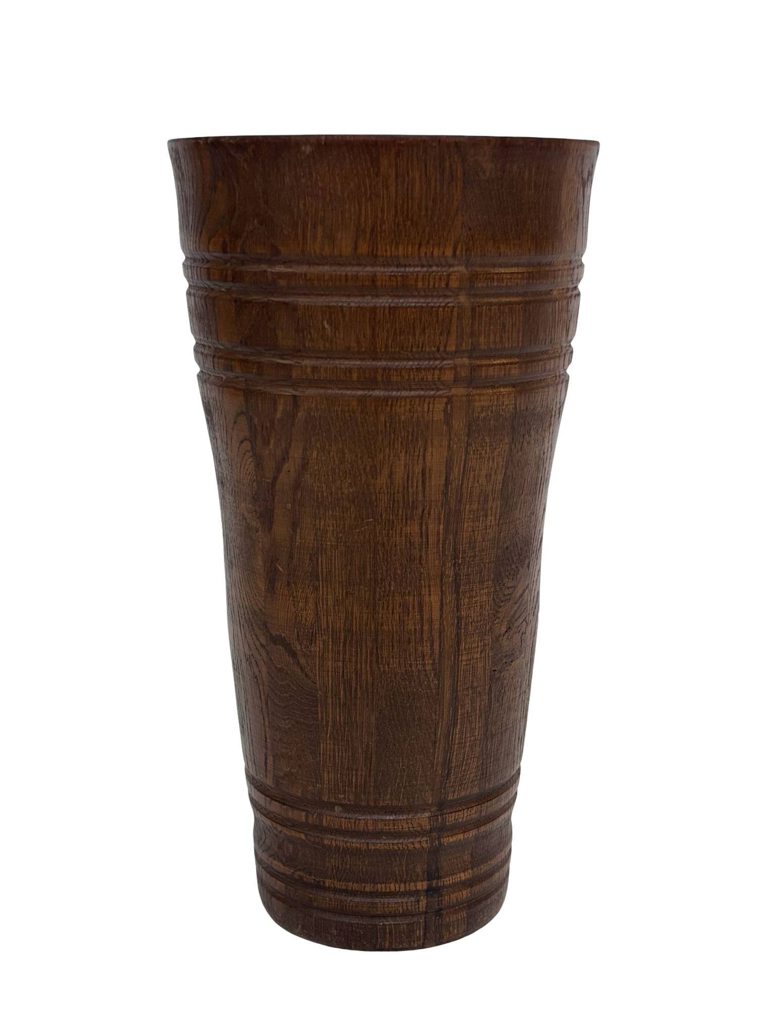 Vintage umbrella stand - holder oak basket storage design 60's minimalist