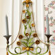 Large vintage Italian wall sconce with golden flowers, Florentine style.