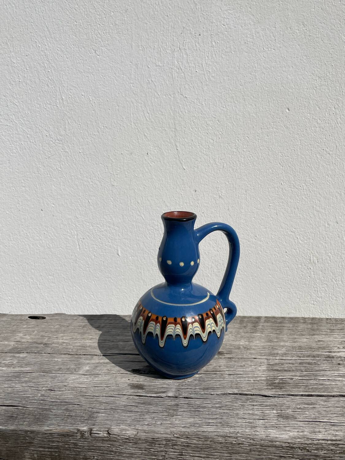 Small ethnic blue ceramic jar / vase