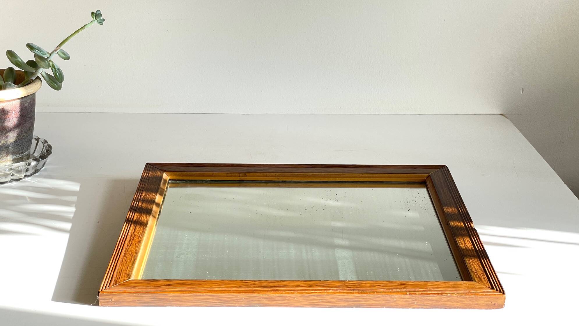 Art deco mirror 1920 wood and silver vintage