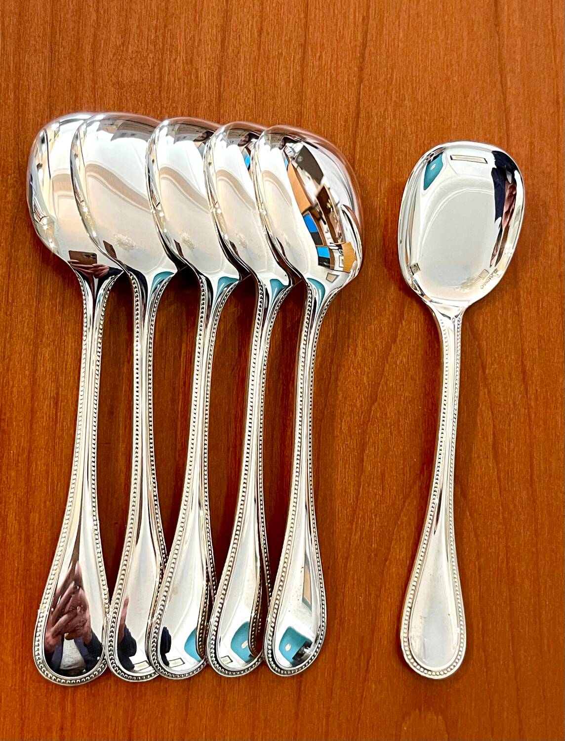 Christofle pearls, 6 ice cream spoons, sorbet, new condition