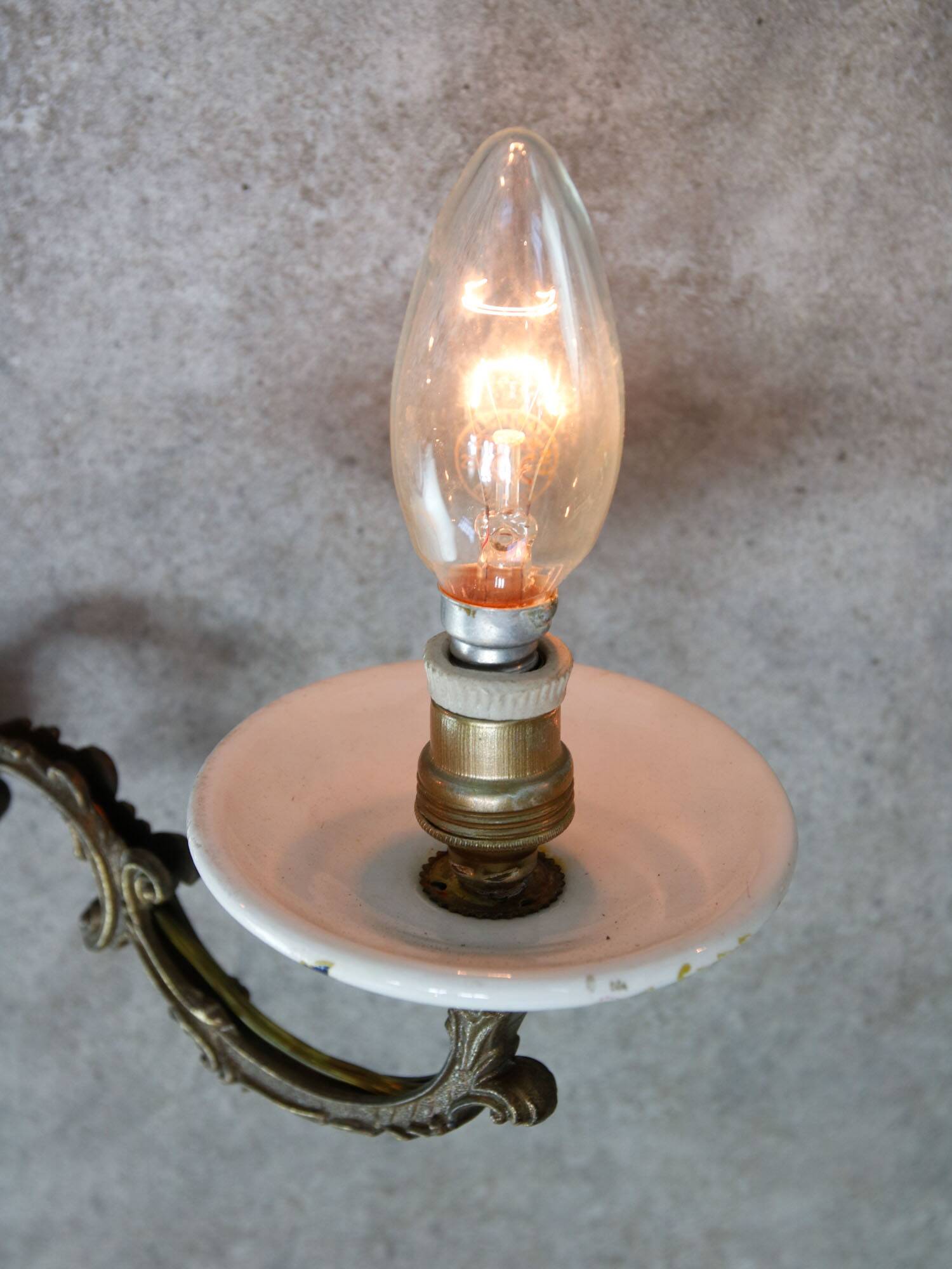 Mid-Century Italian Brass and Ceramic Sconce, set of 2