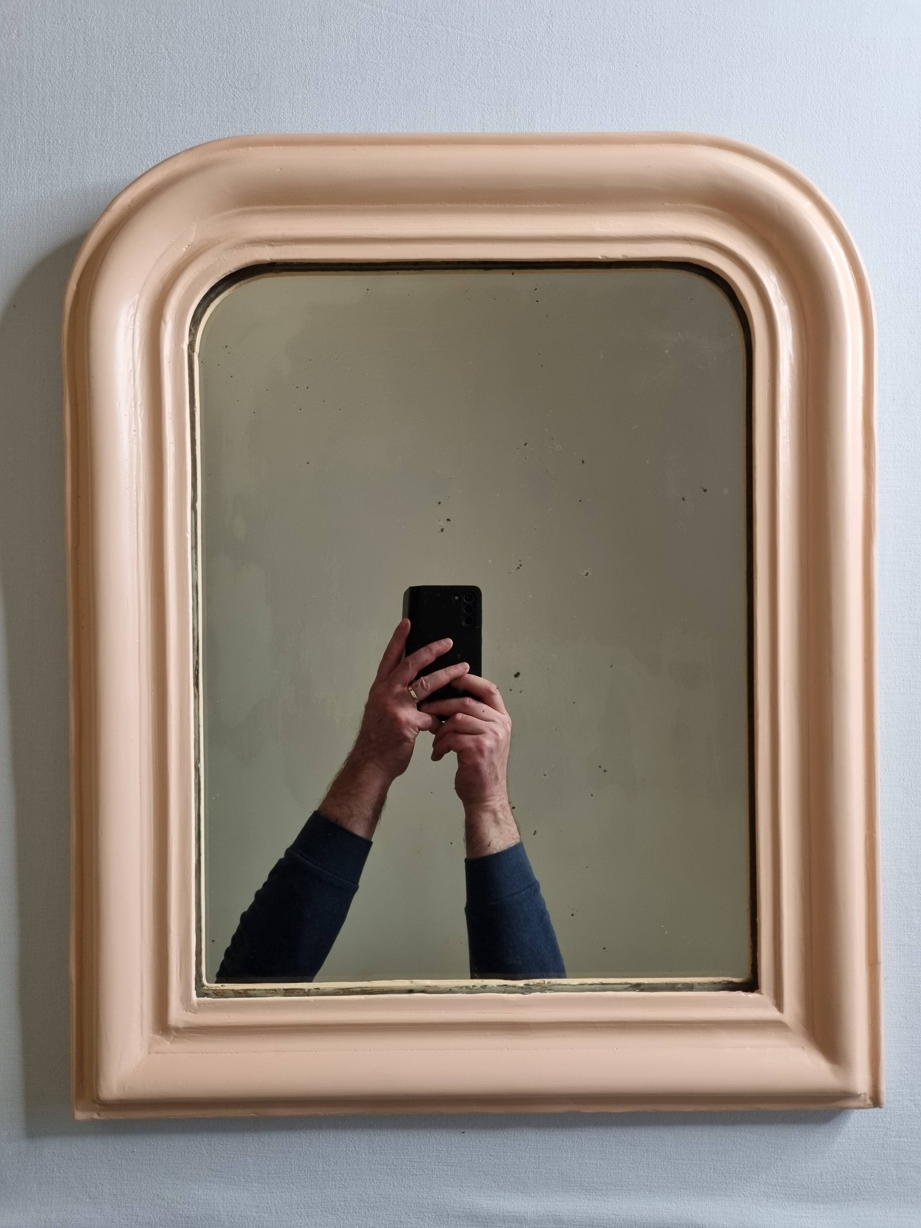 Vintage Louis Philippe style apricot table mirror 53 cm x 45 cm