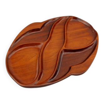 Scandinavian teak tray with compartments