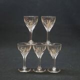 5 verres a liqueur en cristal taillé 6 côtes plates nestor val saint lambert