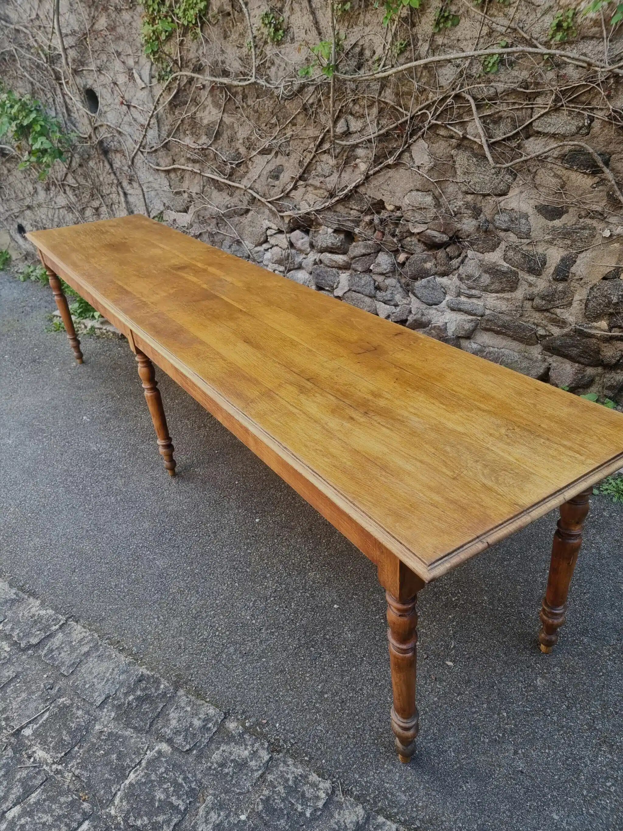 XXL antique French dining table, refectory/farm table, seating up to 14, circa 1880–1900.