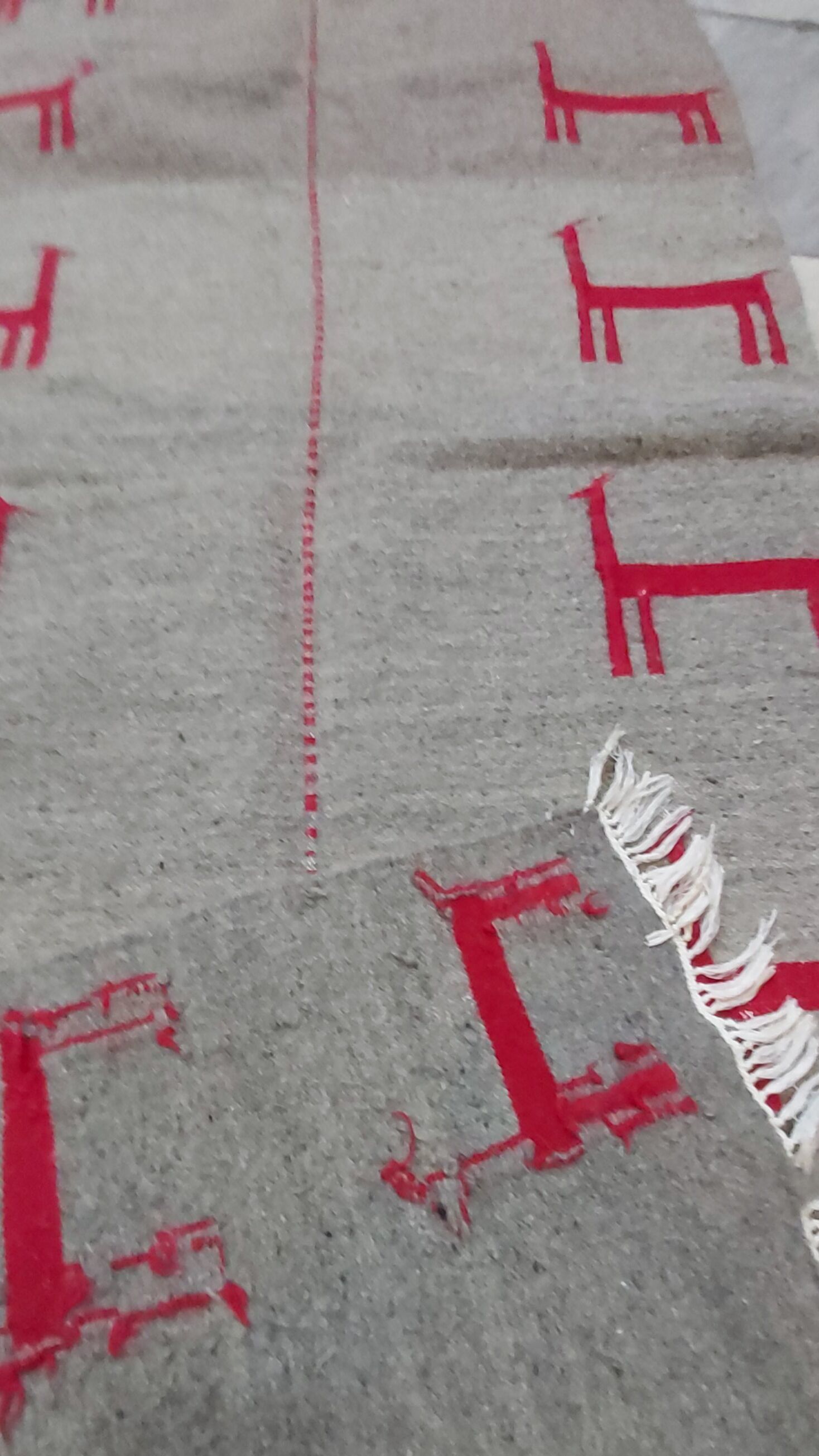 Tapis kilim couloir gris et rouge fait main en pure laine 190×75cm