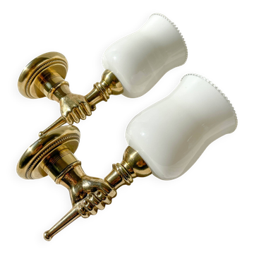 Pair of vintage brass wall sconces – Maison Jansen, 1960s
