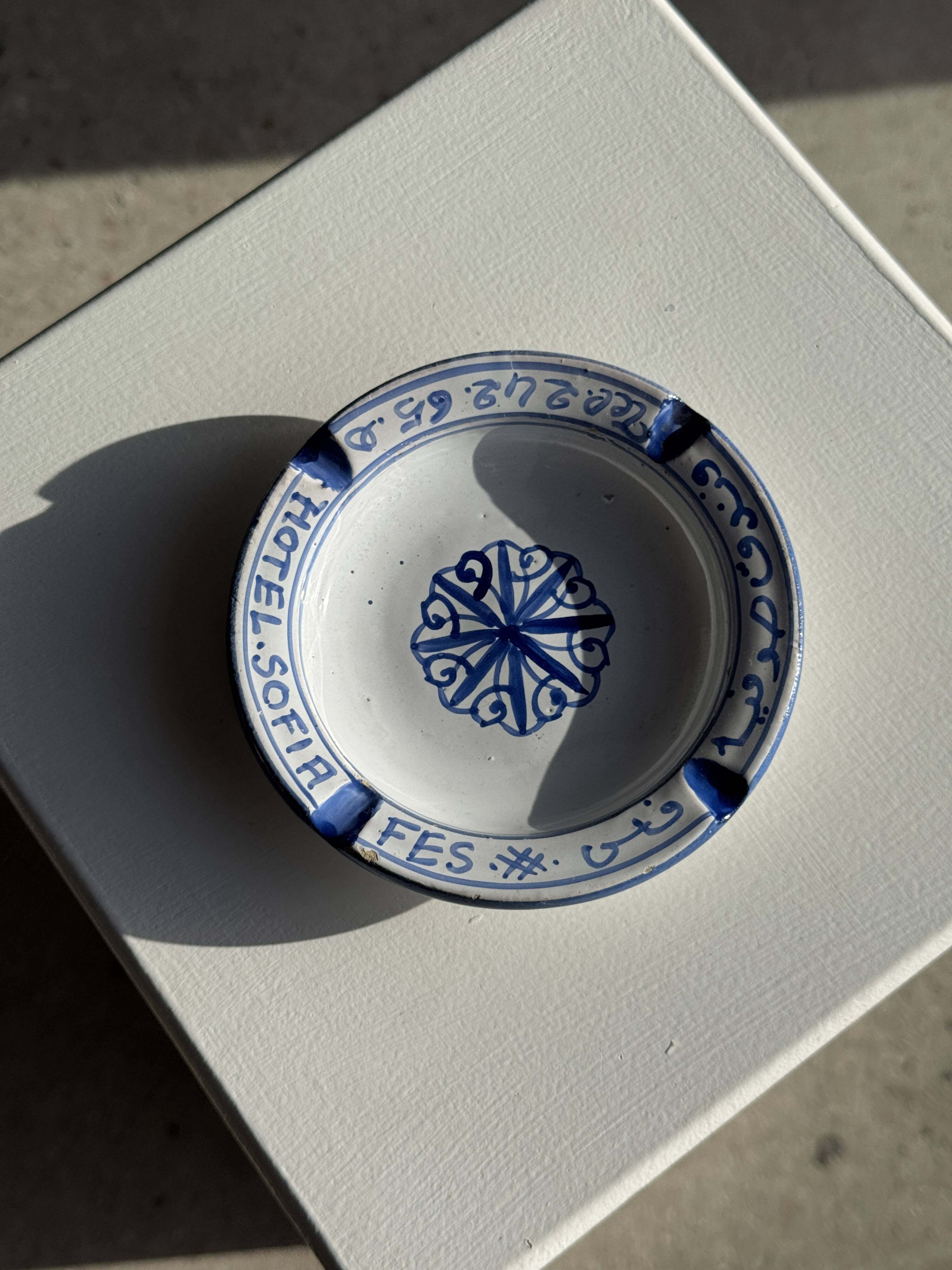 Blue and white ashtray from the Sofia Hotel in Fes D13