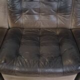 Grey leather elements design sofa 3 elements + footstool