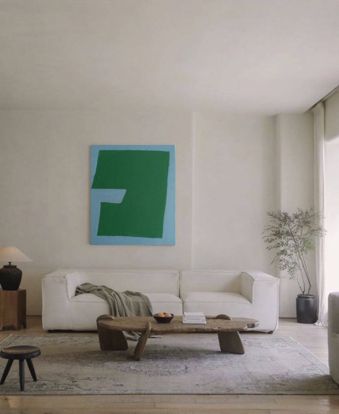 Minimalist abstract "silent contrast" blue green by Bodasca