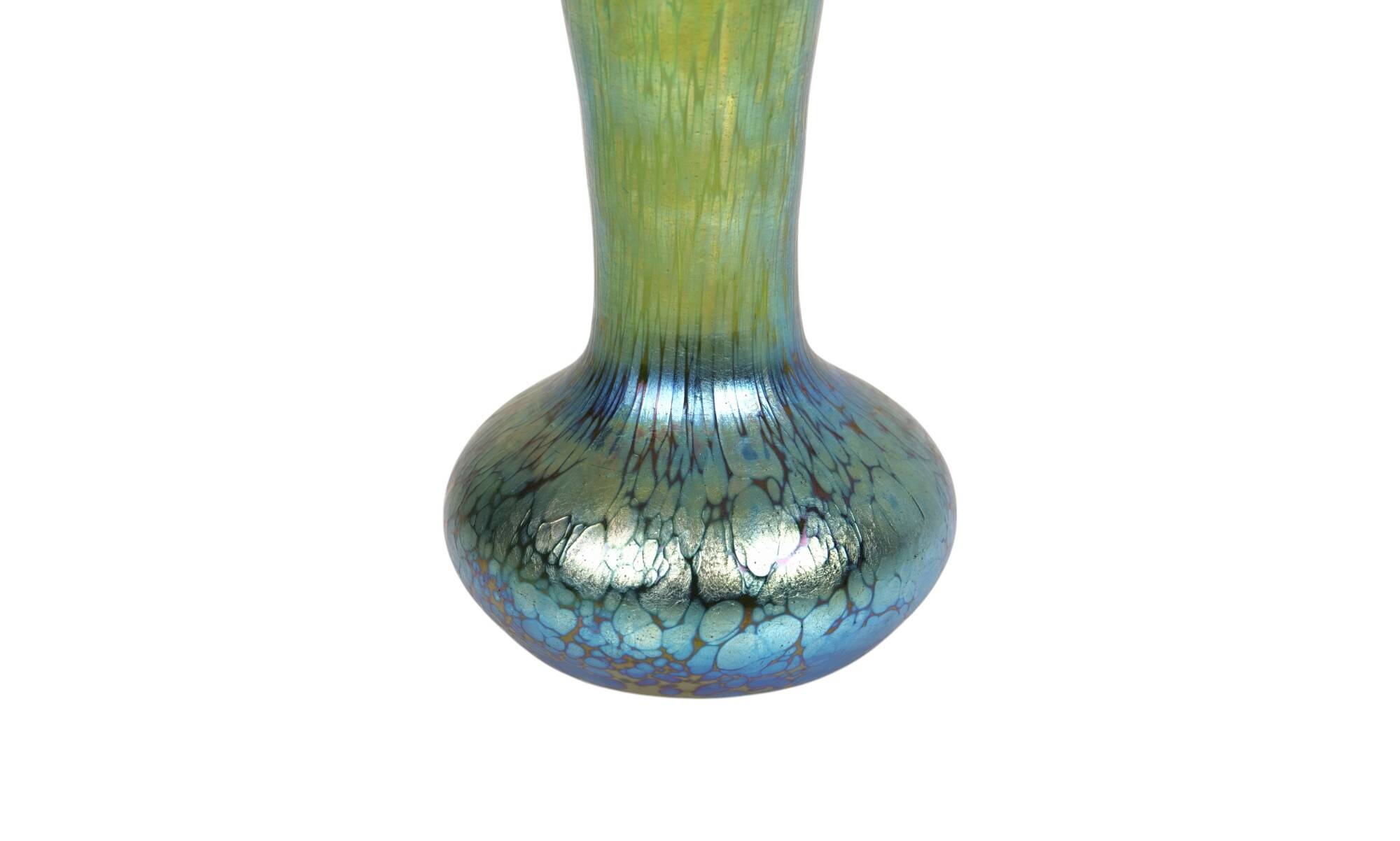 Johann loetz witwe "onion" vase in iridescent glass