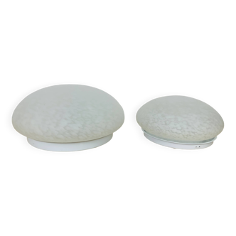 Pair of speckled glass ball wall lights from Vianne, half sphere