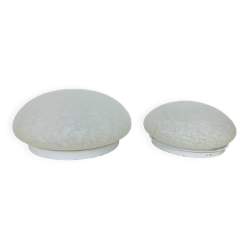 Pair of speckled glass ball wall lights from Vianne, half sphere
