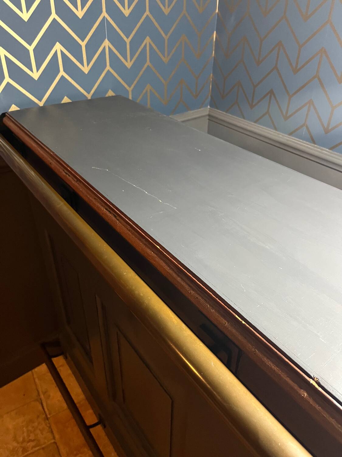 Bar, painted wooden counter
