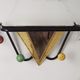 Vintage wall coat rack with mirror and shelf Black metal and wood ball