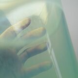 Blown opaline glass vase, Kosta Boda style, vintage Scandinavian design.